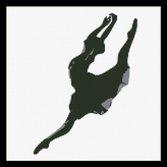 Counted Cross Stitch Pattern by Cross Stitch Collectibles - A silhouette of a ballet dancer in a dynamic pose