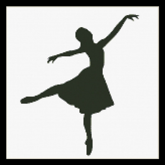 Counted Cross Stitch Pattern by Cross Stitch Collectibles - A silhouette of a ballet dancer in a black and white color scheme.