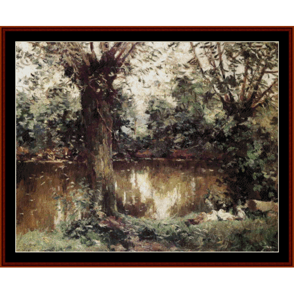 Counted Cross Stitch Pattern by Cross Stitch Collectibles of a river surrounded by trees