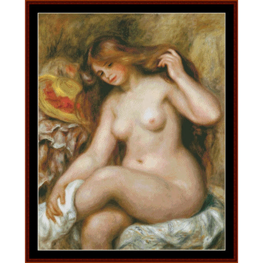 Counted Cross Stitch Pattern by Cross Stitch Collectibles of a nude figure with a warm color palette