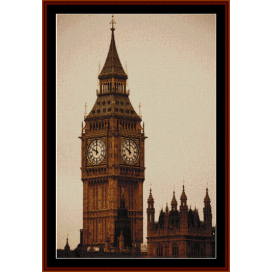 Counted Cross Stitch Pattern by Cross Stitch Collectibles depicting the Big Ben clock tower in London.