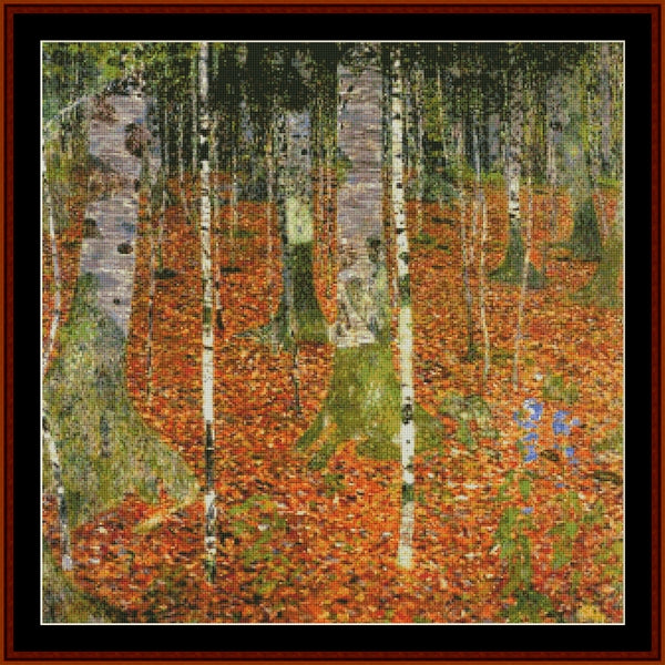 Counted Cross Stitch Pattern by Cross Stitch Collectibles of a forest with trees and foliage