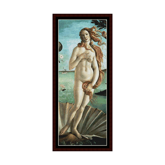 Counted Cross Stitch Pattern by Cross Stitch Collectibles depicting the center panel of 'The Birth of Venus' by Sandro Botticelli.