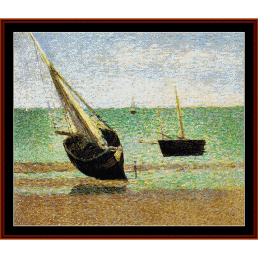 Counted Cross Stitch Pattern by Cross Stitch Collectibles of two boats on a beach 