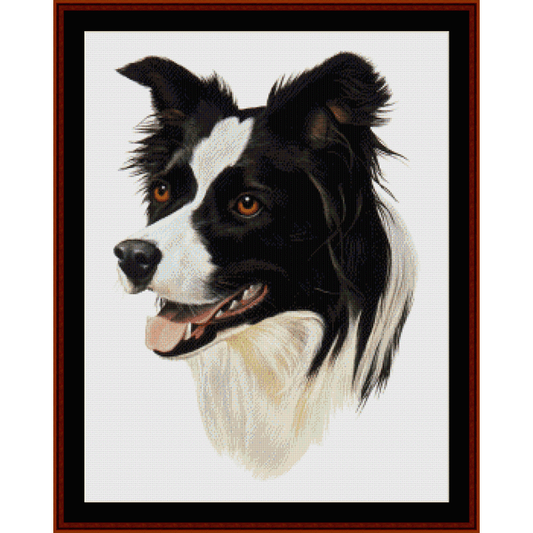 Counted Cross Stitch Pattern by Cross Stitch Collectibles depicting a black and white Border Collie's head.