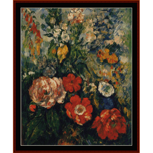 Counted Cross Stitch Pattern by Cross Stitch Collectibles depicting a bouquet of flowers in vibrant colors