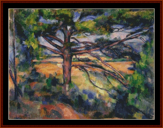 Large Pine and Red Earth - Paul Cezanne pdf cross stitch pattern