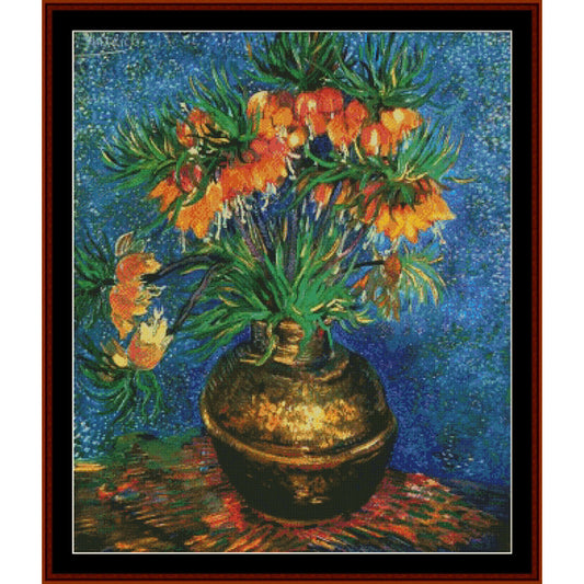 Counted Cross Stitch Pattern – Still Life with Frutillarias by Vincent Van Gogh - Cross Stitch Collectibles