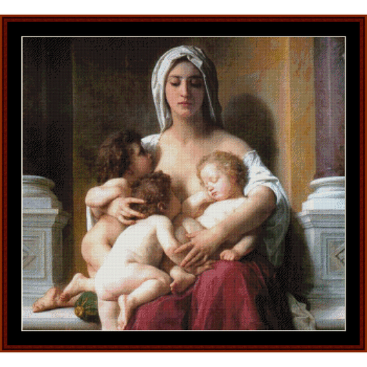 Counted Cross Stitch Pattern by Cross Stitch Collectibles featuring an artistic depiction of a mother with two children