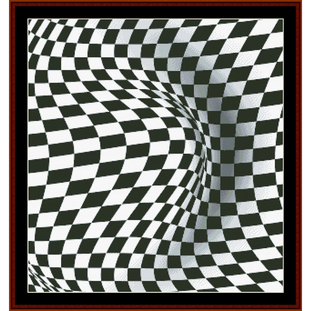 Checkered Counted Cross Stitch Pattern by Cross Stitch Collectibles with optical illusion effect