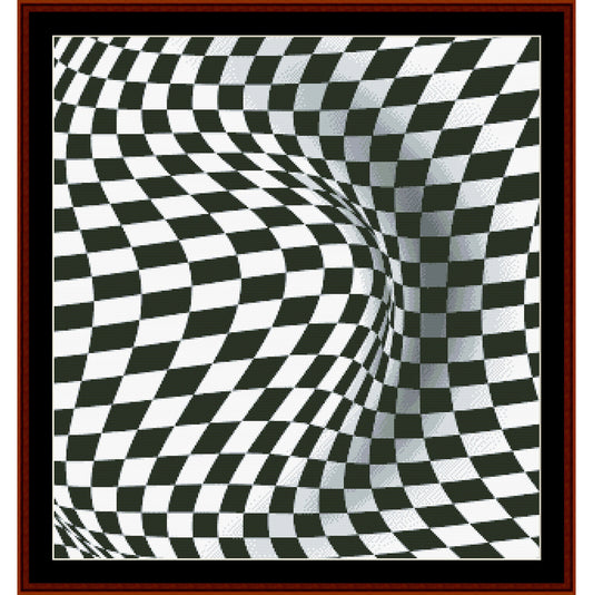 Checkered Counted Cross Stitch Pattern by Cross Stitch Collectibles with optical illusion effect