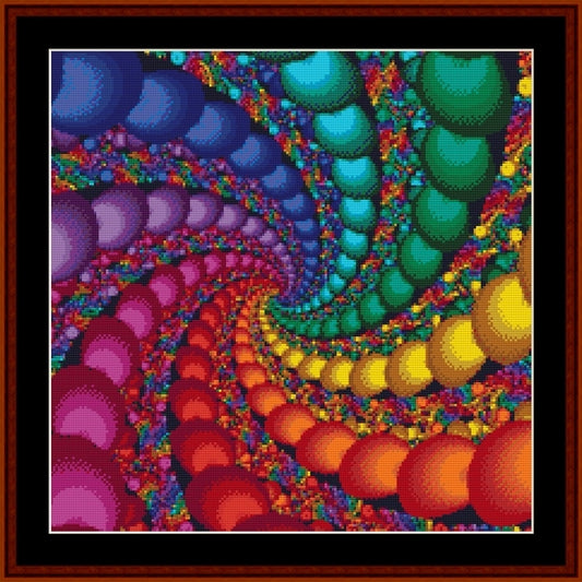 Colorful abstract Counted Cross Stitch Pattern by Cross Stitch Collectibleswith swirls and geometric shapes