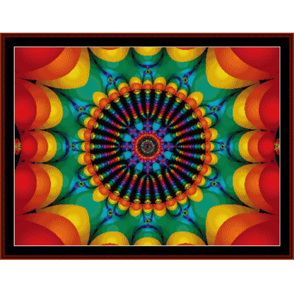 Colorful abstract Counted Cross Stitch Pattern by Cross Stitch Collectibles with concentric circles and geometric patterns