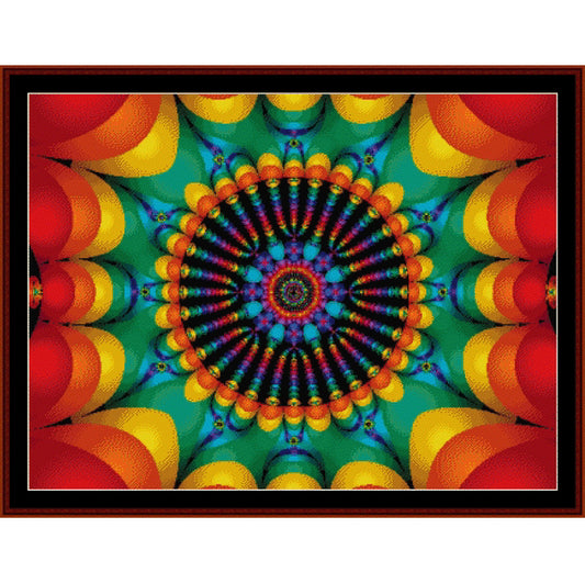 Colorful abstract Counted Cross Stitch Pattern by Cross Stitch Collectibles with concentric circles and geometric patterns