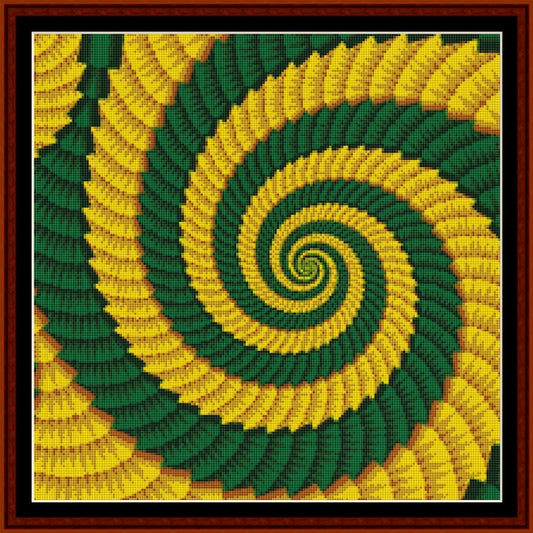 Green and yellow spiral Counted Cross Stitch Pattern by Cross Stitch Collectibles