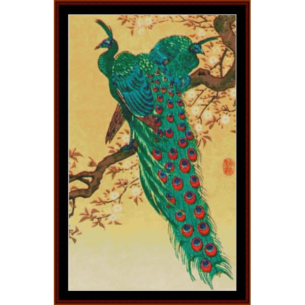 Counted Cross Stitch Pattern – Peacock and Peahen, Asian Art - Cross Stitch Collectibles