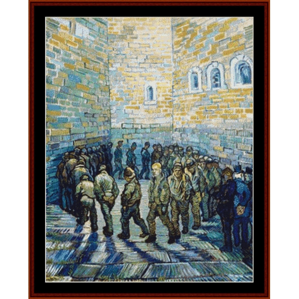 Counted Cross Stitch Pattern - Prisoners Exercising by Vincent Van Gogh - Cross Stitch Collectibles