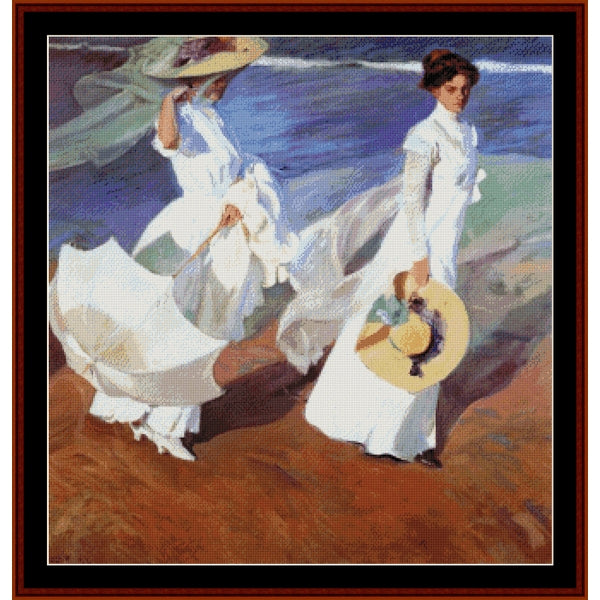 Counted Cross Stitch Pattern - Promenade by the Sea by Joaquín Sorolla - Cross Stitch Collectibles