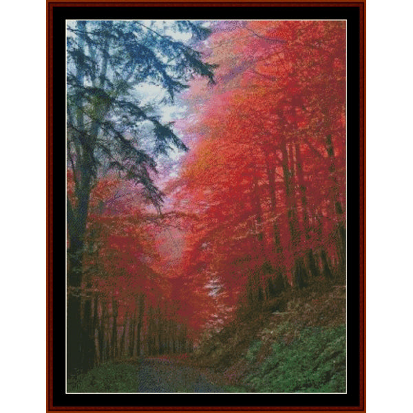 Counted Cross Stitch Pattern – Autumn Forest, Germany - Nature - Cross Stitch Collectibles