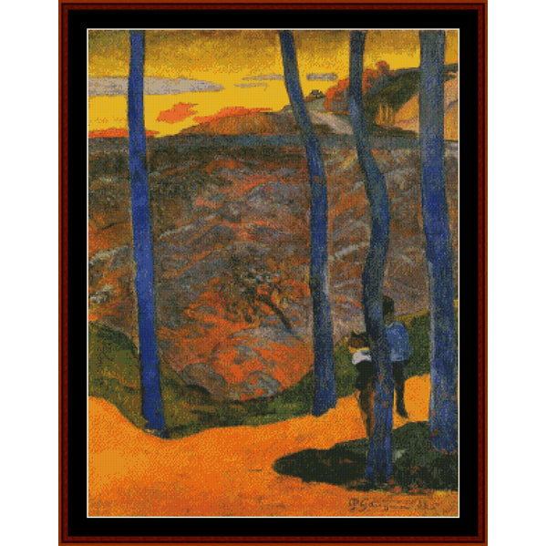 Counted Cross Stitch Pattern – Blue Trees by Paul Gauguin - Cross Stitch Collectibles