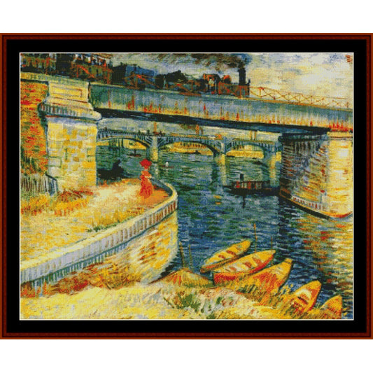 Counted Cross Stitch Pattern – Bridge at Asnieres by Vincent Van Gogh- Cross Stitch Collectibles