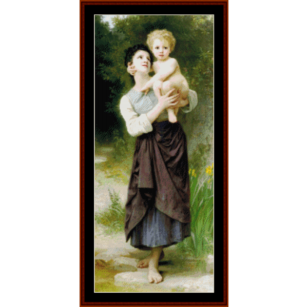 Counted Cross Stitch Pattern by Cross Stitch Collectibles of a woman holding a child in a natural setting