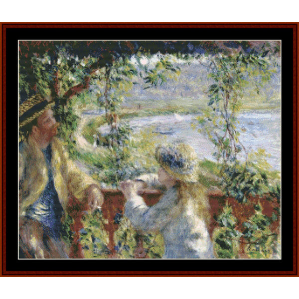 Counted Cross Stitch Pattern by Cross Stitch Collectibles of a couple by a lakeside with a dog