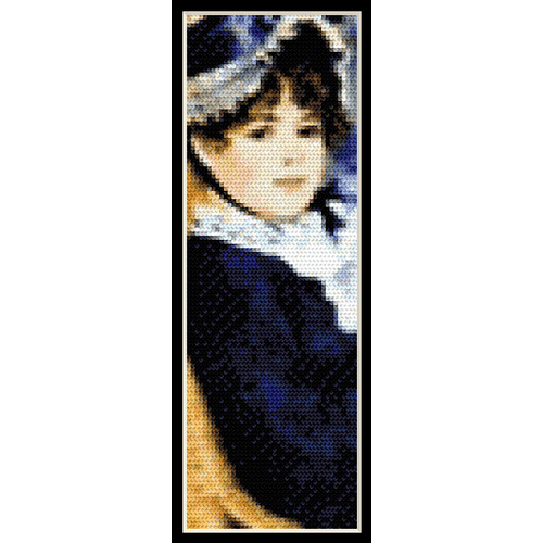 Counted Cross Stitch Pattern by Cross Stitch Collectibles portrait of a woman with a blue dress on a white background