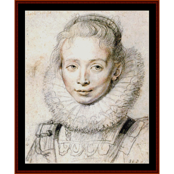 Counted Cross Stitch Pattern by Cross Stitch Collectibles - Portrait of a woman with a large ruffled collar from the 17th century