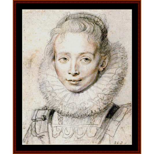 Counted Cross Stitch Pattern by Cross Stitch Collectibles - Portrait of a woman with a large ruffled collar from the 17th century