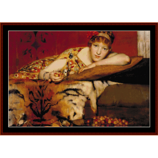 Counted Cross Stitch Pattern by Cross Stitch Collectibles featuring a woman in a decorative setting