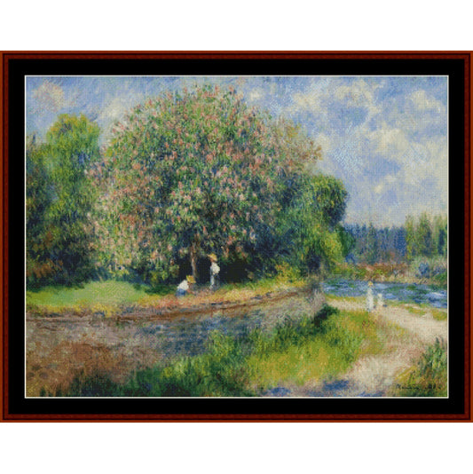 Counted Cross Stitch Pattern by Cross Stitch Collectibles of a park scene with trees, grass, and a path