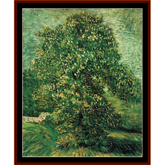Counted Cross Stitch Pattern by Cross Stitch Collectibles of a Chestnut Tree in Bloom, inspired by Van Gogh's artwork