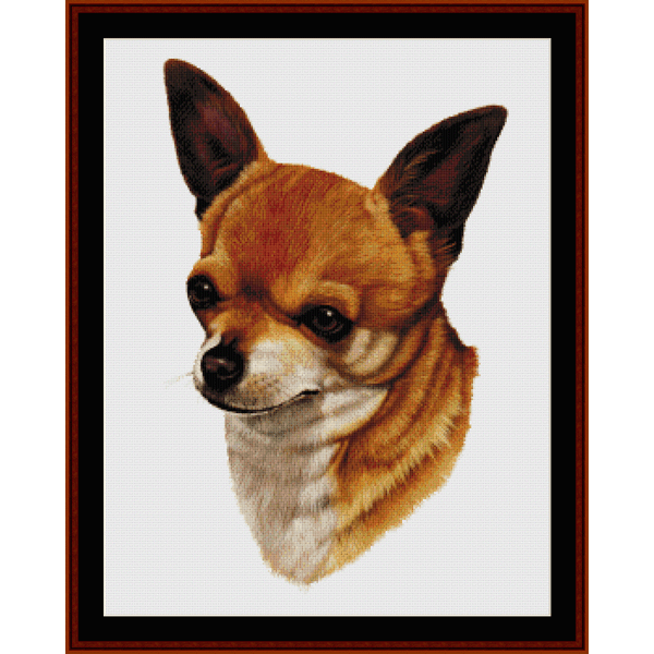Counted Cross Stitch Pattern by Cross Stitch Collectibles depicting the head of a Chihuahua