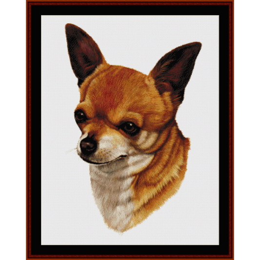 Counted Cross Stitch Pattern by Cross Stitch Collectibles depicting the head of a Chihuahua