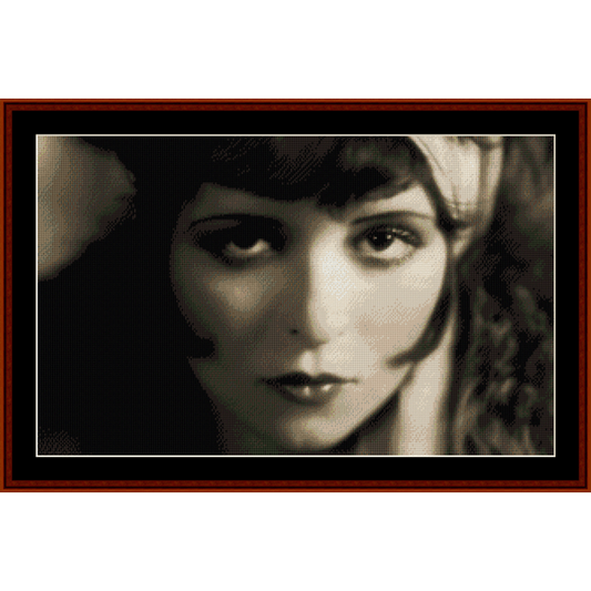 Counted Cross Stitch Pattern by Cross Stitch Collectibles depicting a vintage portrait of a woman. The pattern is designed for easy reading with large-print text 