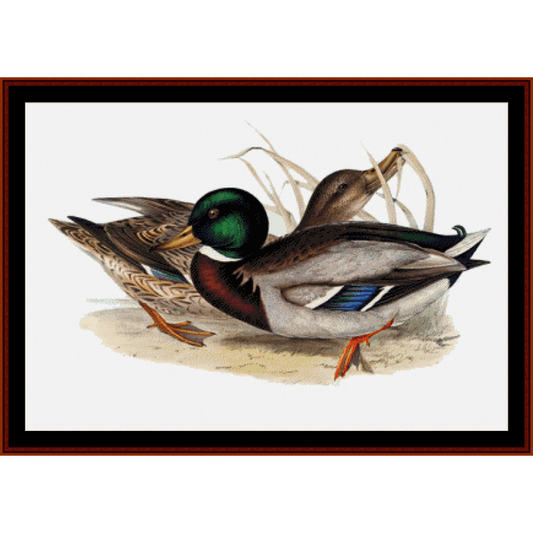 Counted Cross Stitch Pattern by Cross Stitch Collectibles depicting a duck and surrounding foliage