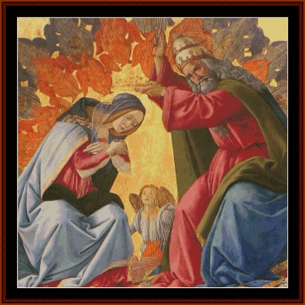 Counted Cross Stitch Pattern – Coronation of the Virgin by Sandro Botticelli - Cross Stitch Collectibles