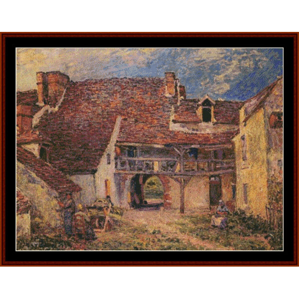 Counted Cross Stitch Pattern – Courtyard at St. Mammes by Alfred Sisley - Cross Stitch Collectibles