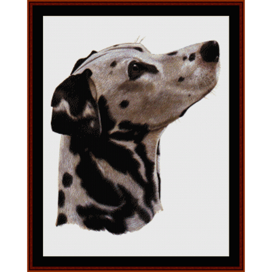 Counted Cross Stitch Pattern by Cross Stitch Collectibles depicting the head of a Dalmatian dog 