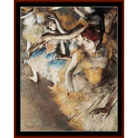 Counted Cross Stitch Pattern by Cross Stitch Collectibles featuring dancers on stage, inspired by a famous impressionist painting.