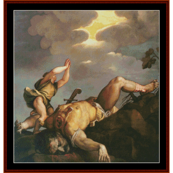 Counted Cross Stitch Pattern – David and Goliath by Titian- Cross Stitch Collectibles