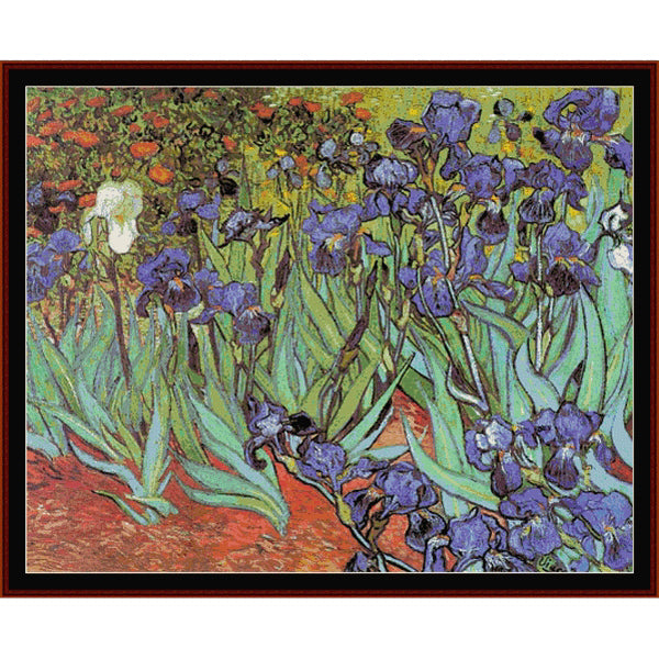Counted Cross Stitch Pattern – Die Iris by Vincent Van Gogh Poster-size - Cross Stitch Collectibles