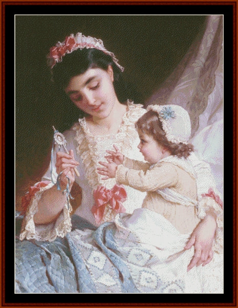 Counted Cross Stitch Pattern – Distracting the Baby by Emile Munier - Cross Stitch Collectibles