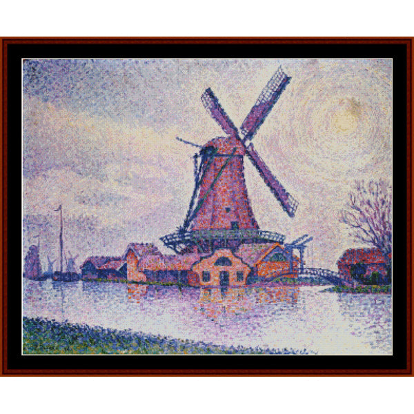 Counted Cross Stitch Pattern – Dutch Mill at Edam by Paul Signac - Cross Stitch Collectibles