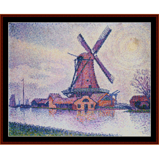 Counted Cross Stitch Pattern – Dutch Mill at Edam by Paul Signac - Cross Stitch Collectibles
