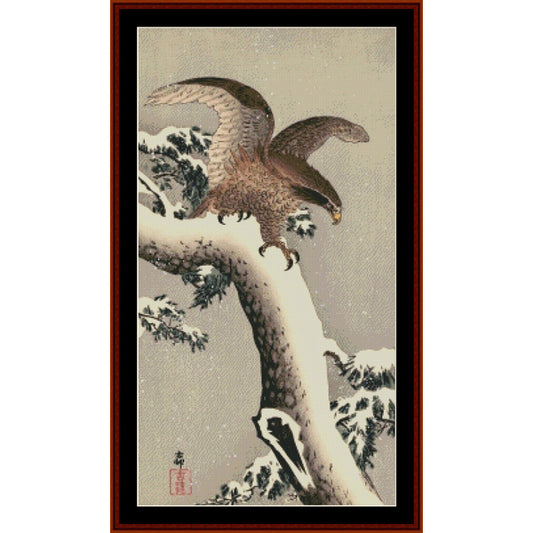 Counted Cross Stitch Pattern – Eagle on a Snowy Branch - Cross Stitch Collectibles