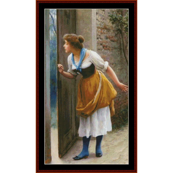 Counted Cross Stitch Pattern – Eavesdropper by William Bouguereau - Cross Stitch Collectibles