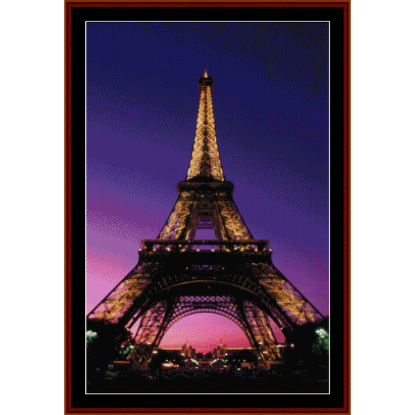 Counted Cross Stitch Pattern by Cross Stitch Collectibles featuring the Eiffel Tower in Paris, France.