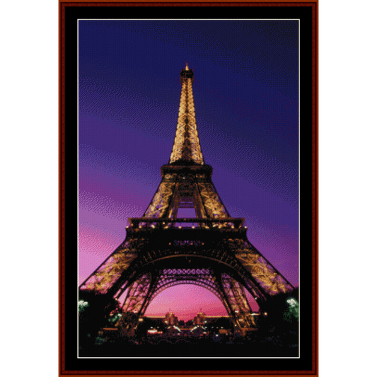 Counted Cross Stitch Pattern by Cross Stitch Collectibles featuring the Eiffel Tower in Paris, France.